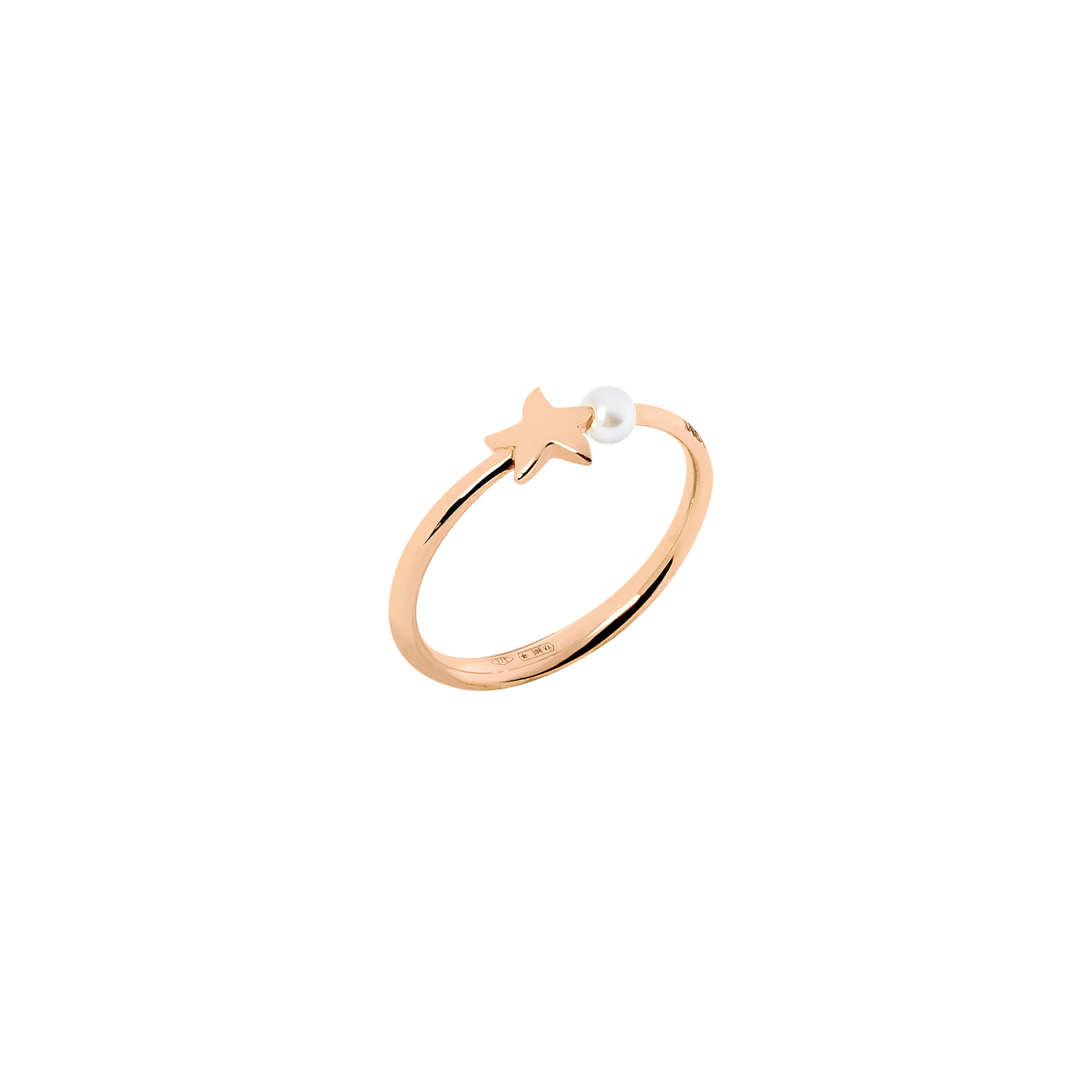 Anello Stellina Oro Rosa & Perla Di Cristallo