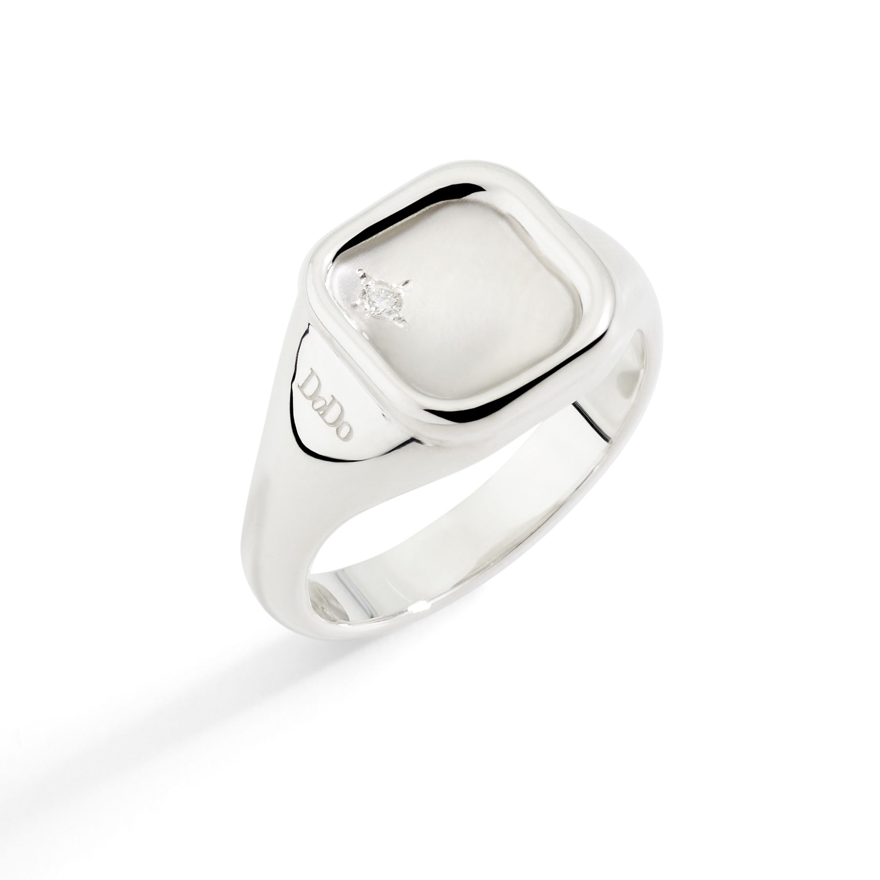 Anello Sigillo Argento e Diamante Bianco