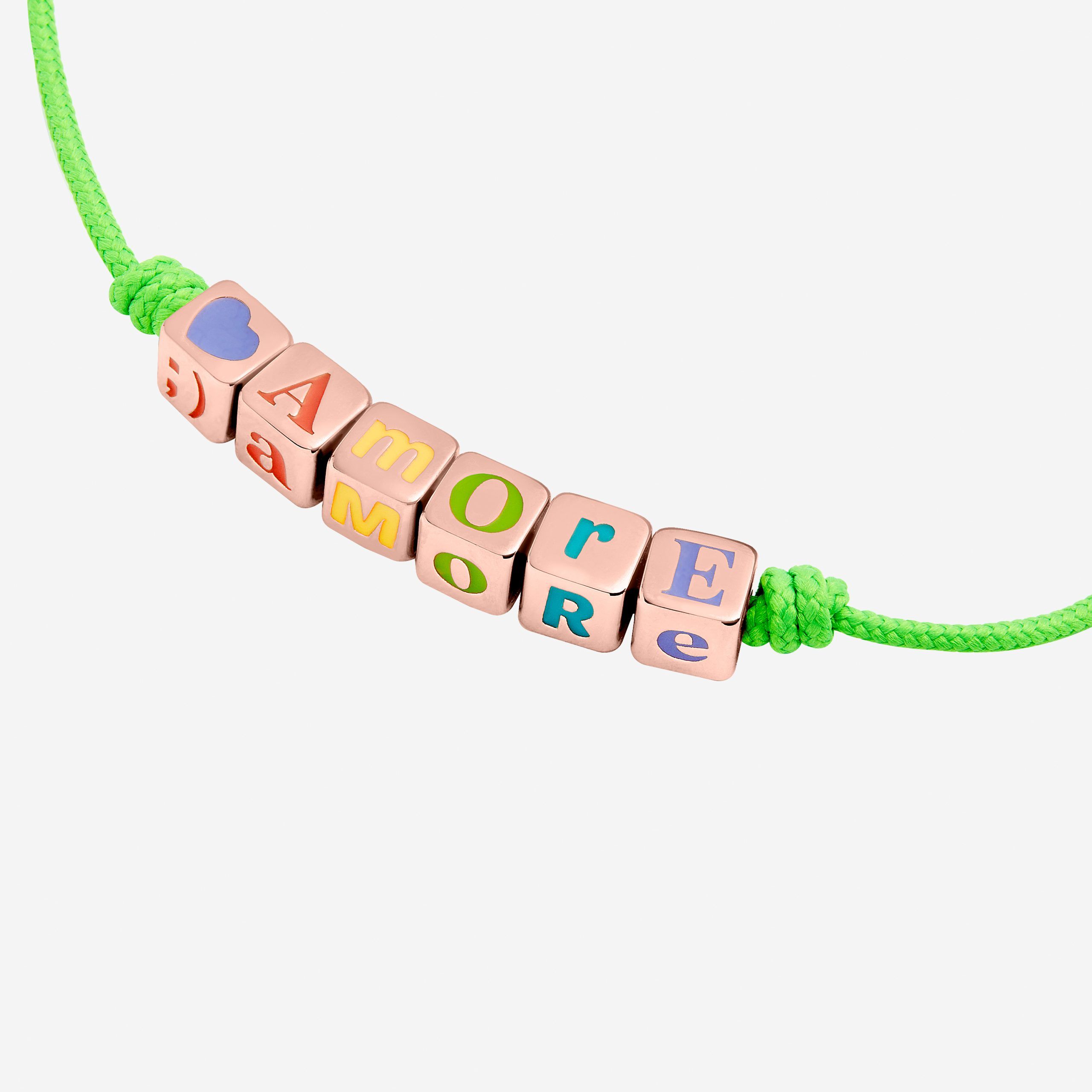 Bracciale Cordino & Cubetti Argento Dorato - immagine 2