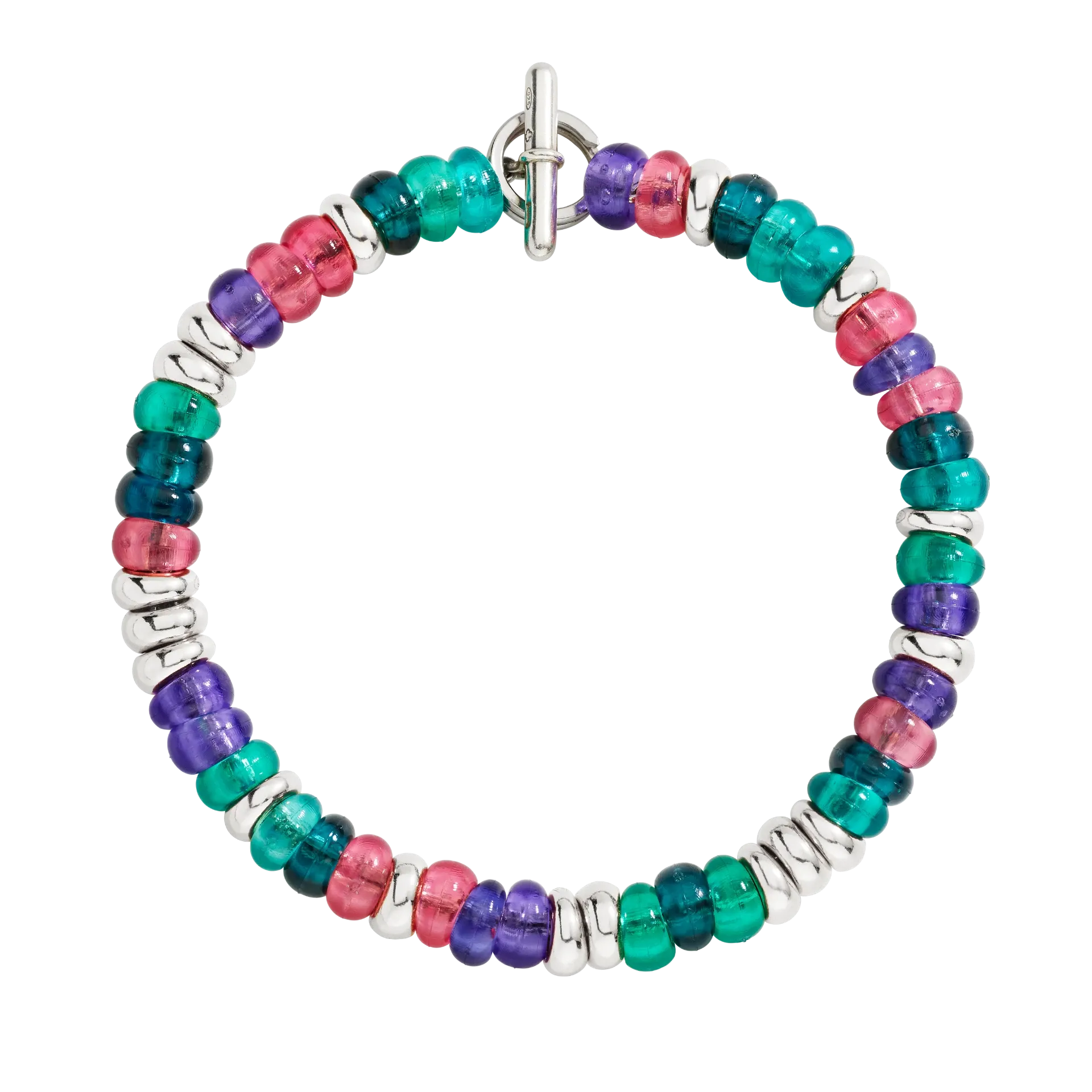 Bracciale rondelle argento & plastica riciclata - immagine 2