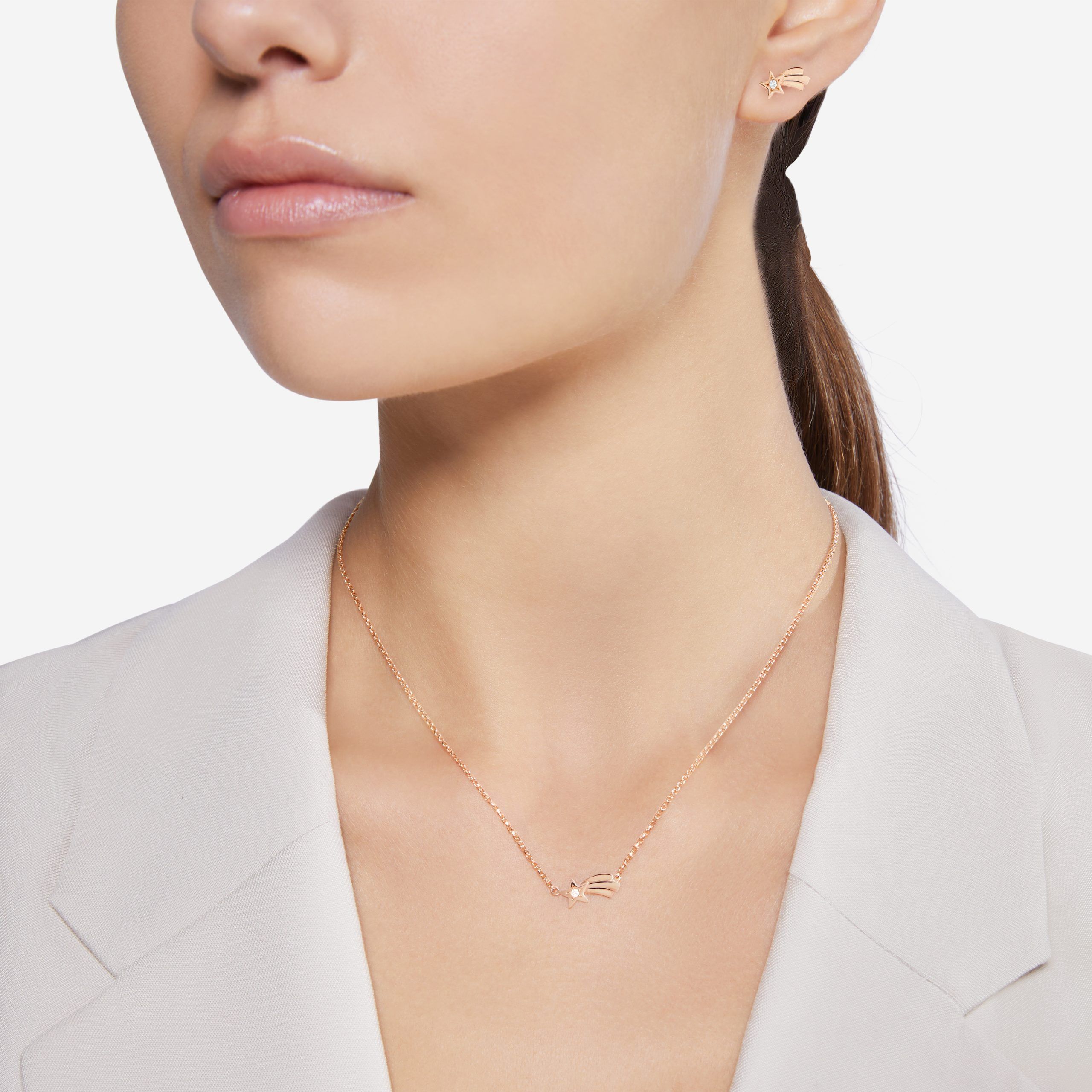 Collana Stella Cometa in Oro Rosa e Diamante - immagine 4