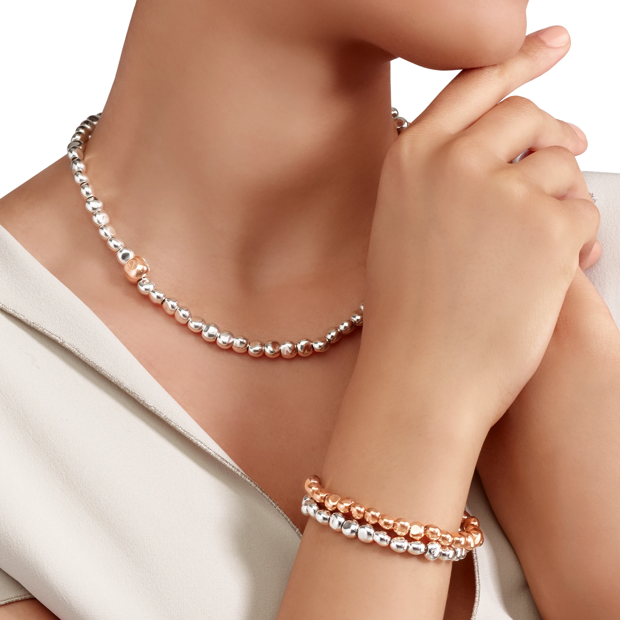 Collana Pepita Oro Rosa e Argento - immagine 4
