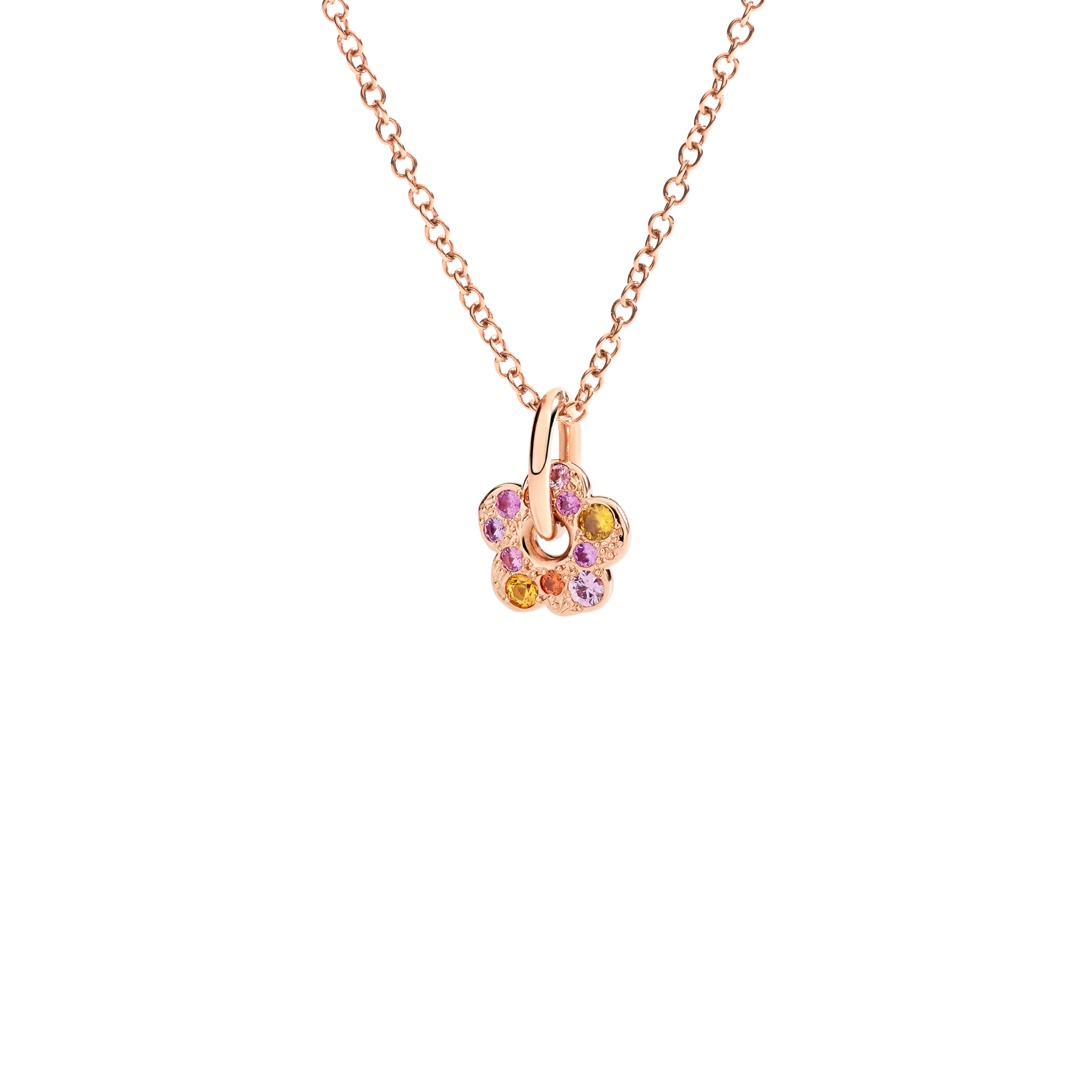Ciondolo Fiore Oro Rosa & Zaffiri - immagine 2