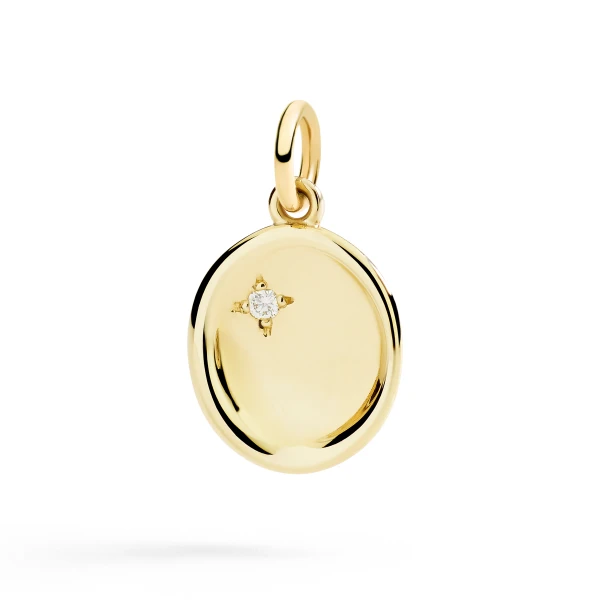 Ciondolo Sigillo Oro Giallo e Diamante Bianco