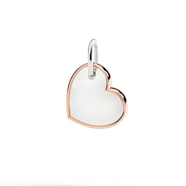 Ciondolo XL Cuore Argento e Oro Rosa