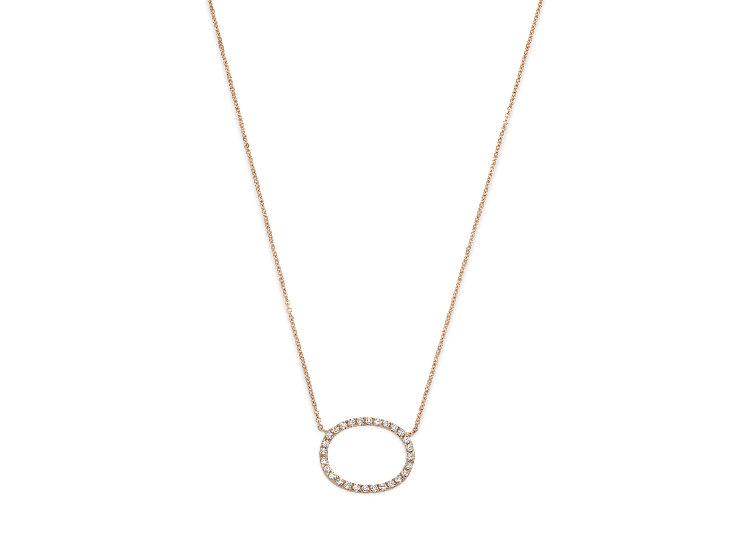 Collana con bolla ovale in oro e diamanti