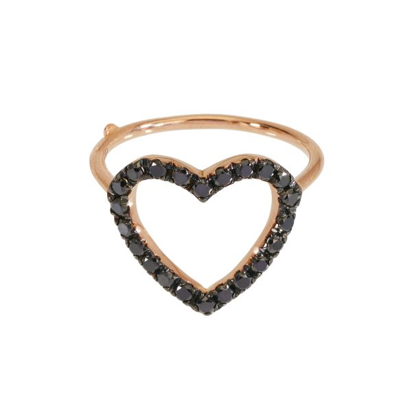 Anello Cuore Diamanti neri